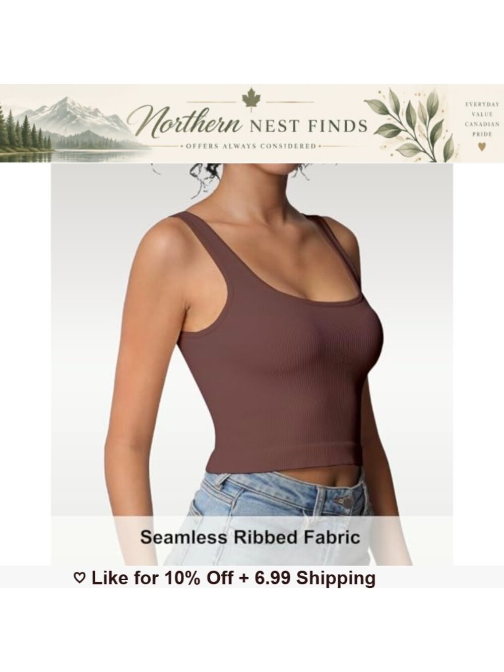 Seamless Ribbed Square Neck Crop Tank Top - Picture 4 of 6